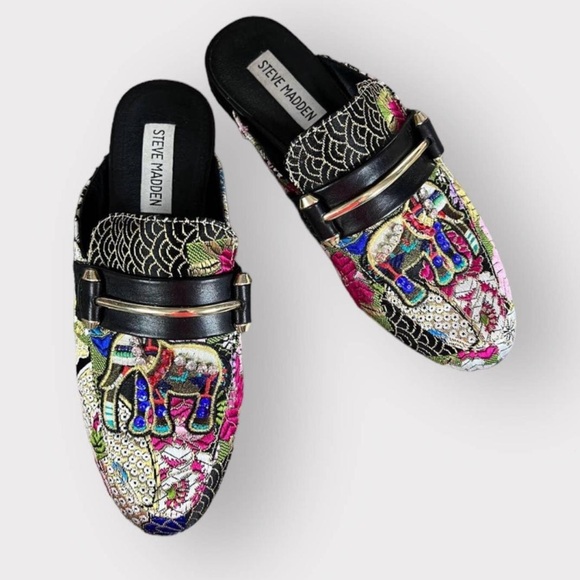 Steve Madden Kera Elephant Mules Flat Slide Slip On Loafers Size 5.5 - Picture 2 of 8